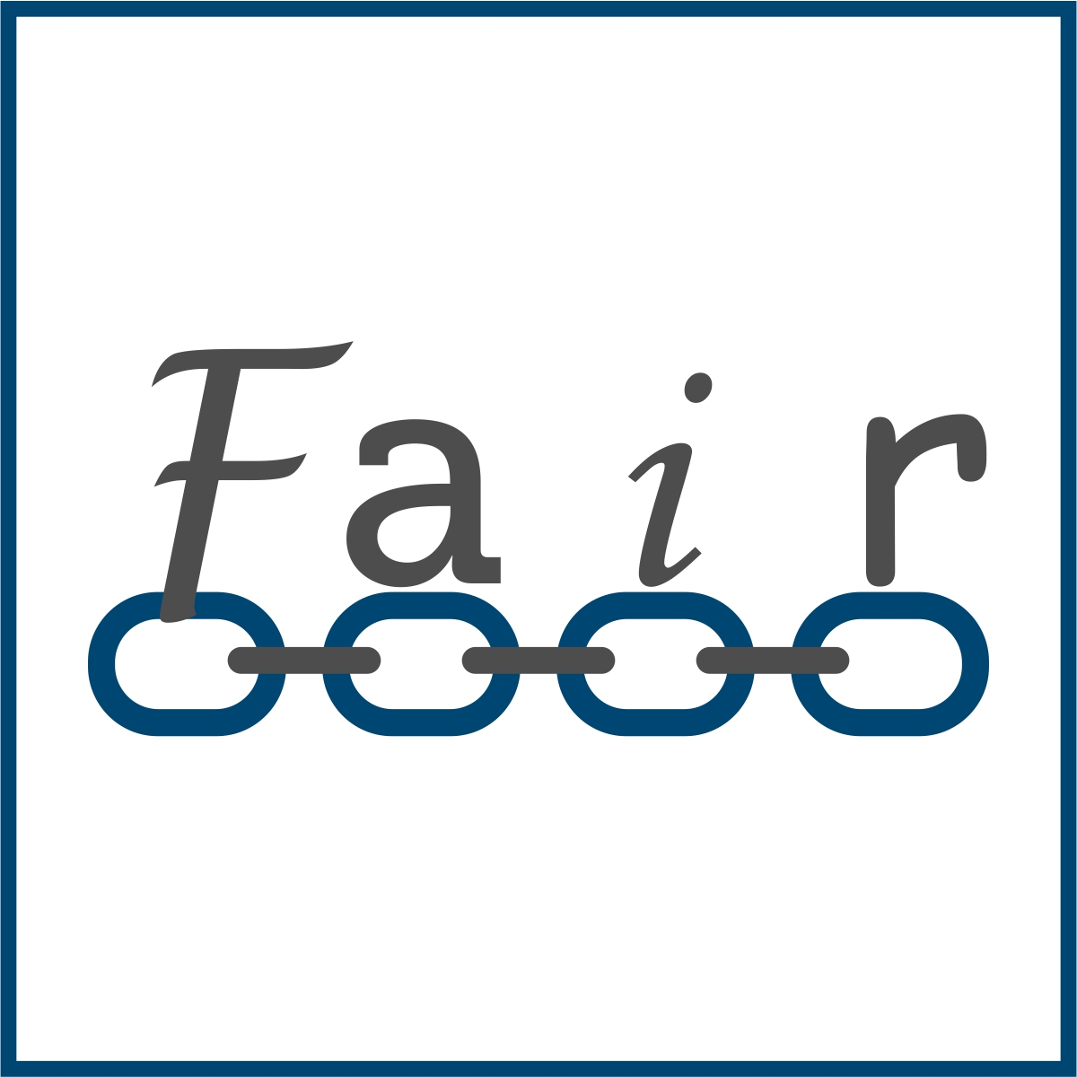 Piktogramm des Textes "Fair" mit einer Kette darunter
