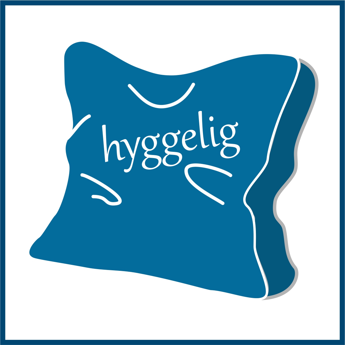 Piktogramm eines Kissens mit em Text "hyggelig"