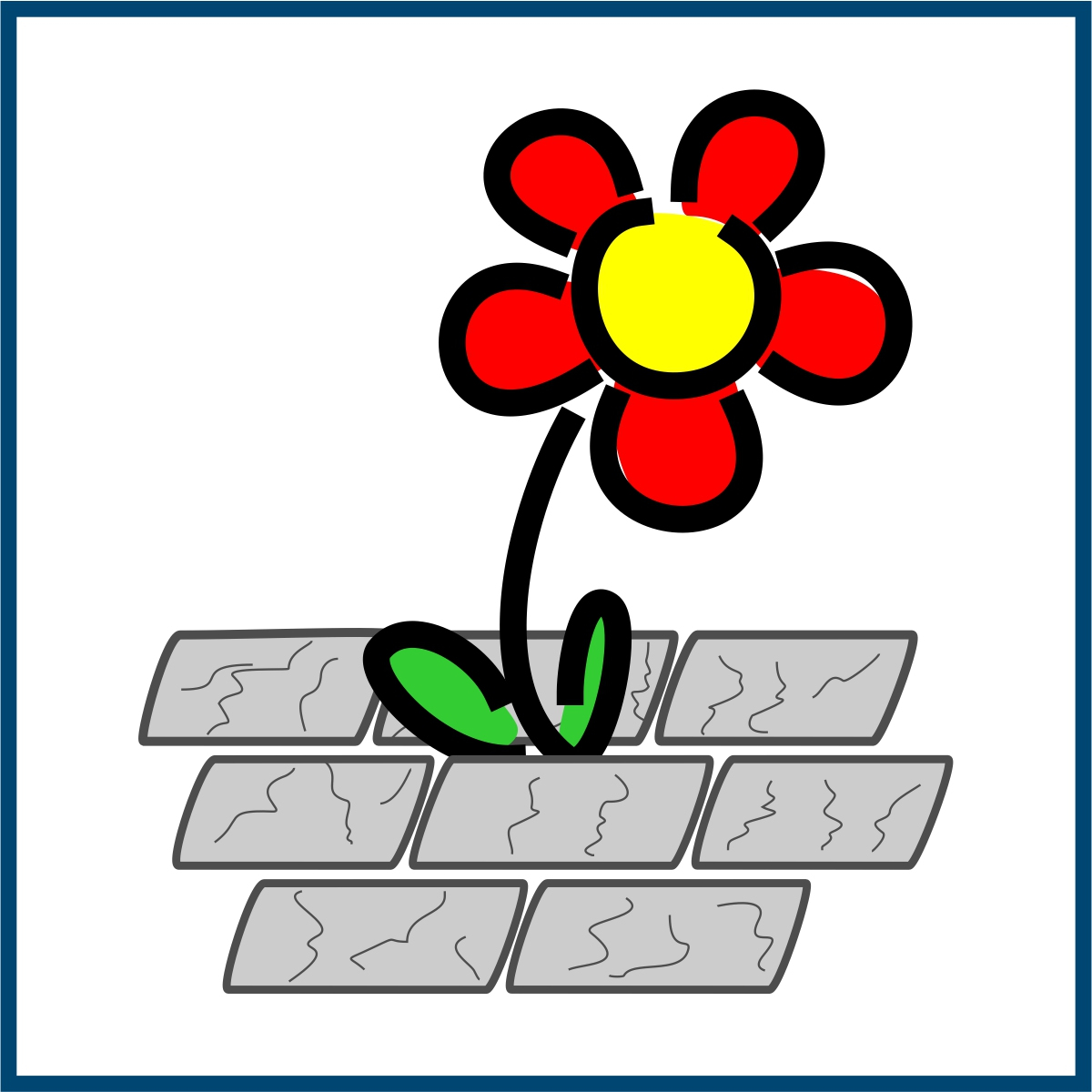 Pictograph Flower growing between stones