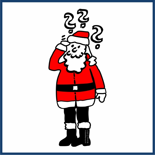 Pictograph of Santa Clause, with quotation marks above his head