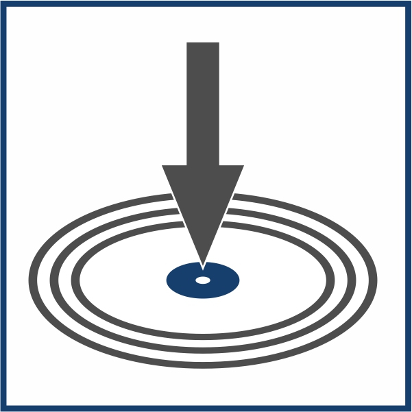 Piktogramm eines Kreises, in dessen Mitte ein Pfeil zeigt.