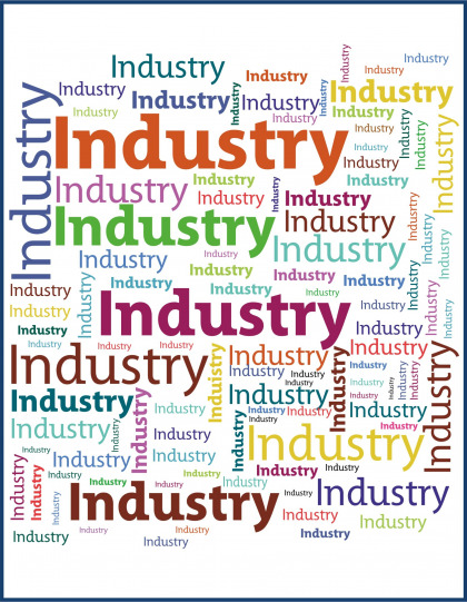 Text "Industry" in various sizes and colors